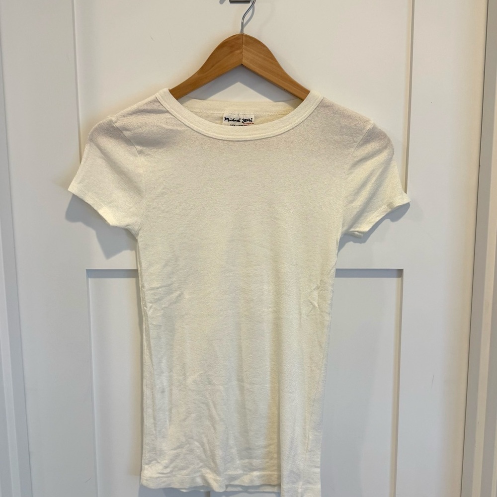 Michael Stars Women's Short Sleeve Cream Shine Tee OS